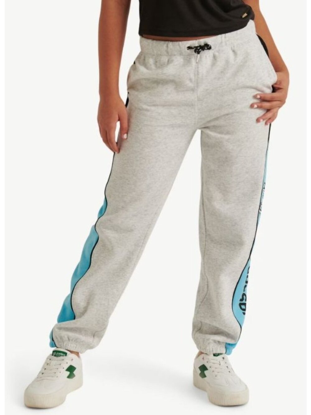NASCAR X Justice Girls Heather Gray & Blue Jogger Sweatpants With Side Stripe &